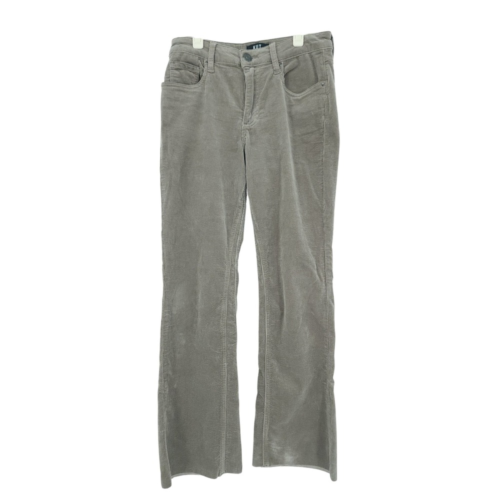 KUT from the Kloth Kelsey Ankle Flare Pants Women 4 Taupe Corduroy Boho Western